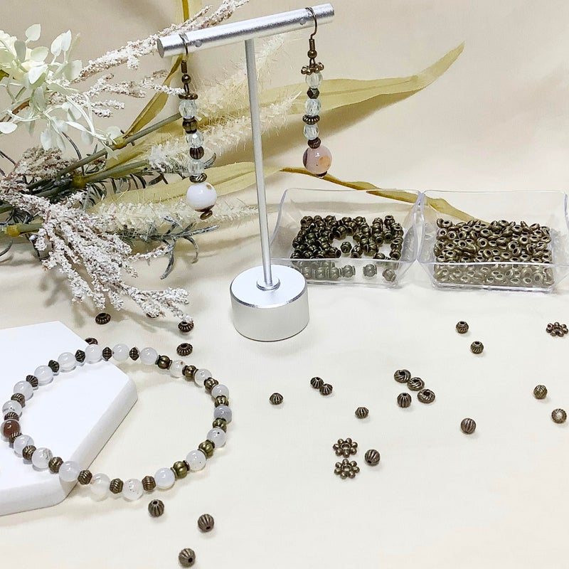 Heather's CF Antique Bronze Spacer Beads for Jewelry Making 500pcs Small Brass Metal Beads & Bead Assortments for Bracelet Necklace Earring Making Brass Bead Spacers for Jewelry Making Supplies - Image 3